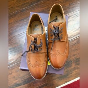Johnston & Murphy Tan Leather Wingtip Derby Shoes